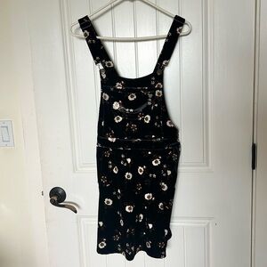 Black Floral Velvet Overall Pinafore Dress Kendal & Kylie